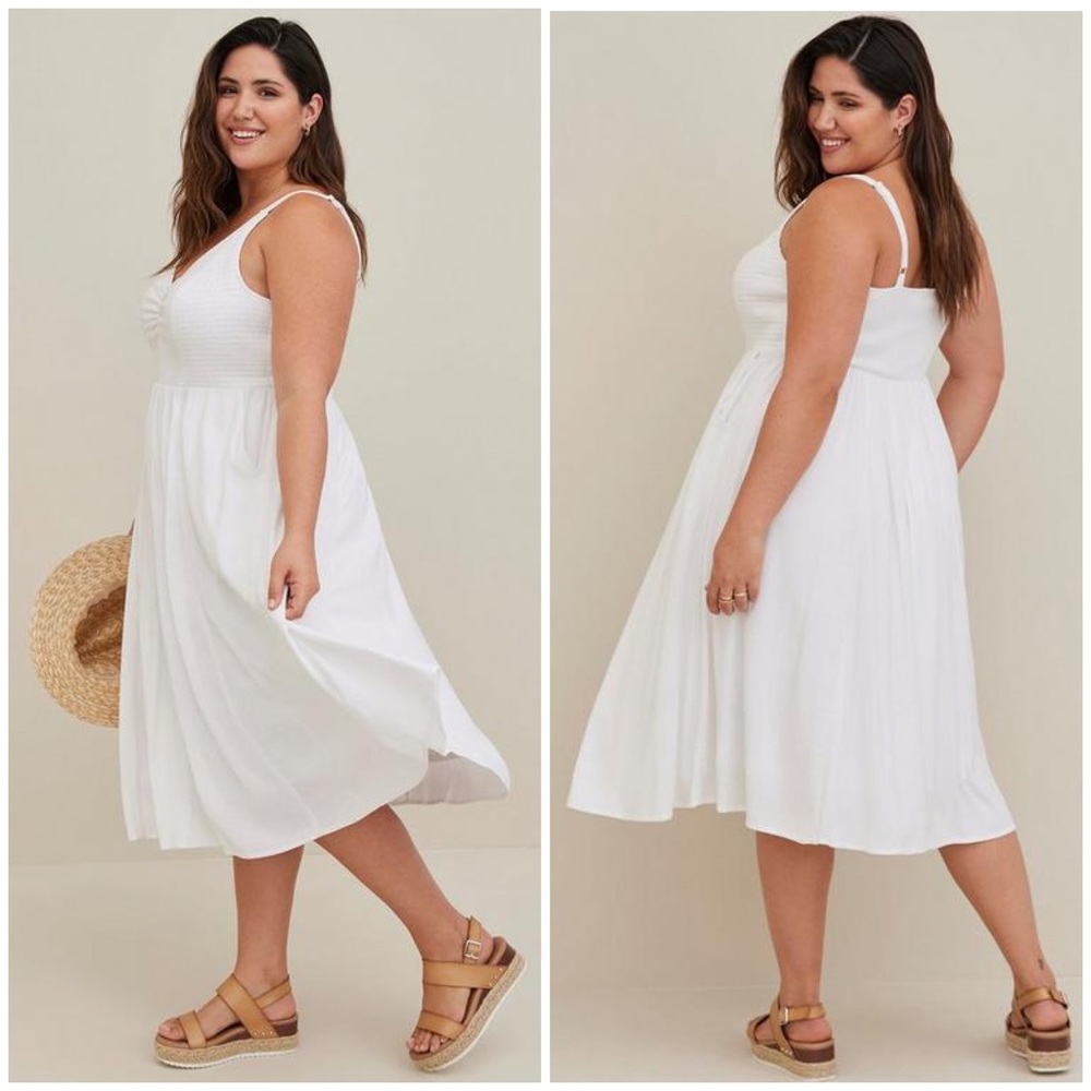 Torrid Midi Lenny Smocked Bodice Sleeveless Dress - New without Tags